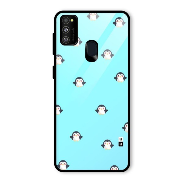 Penguins Pattern Print Glass Back Case for Galaxy M21