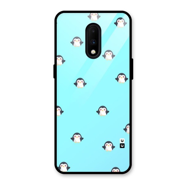 Penguins Pattern Print Glass Back Case for OnePlus 7