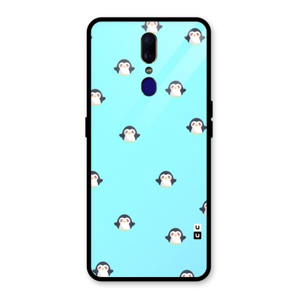 Penguins Pattern Print Glass Back Case for Oppo F11