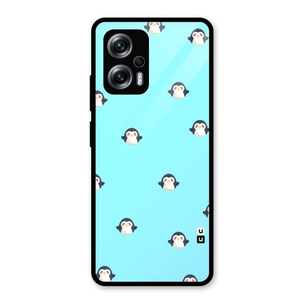 Penguins Pattern Print Glass Back Case for Redmi K50i