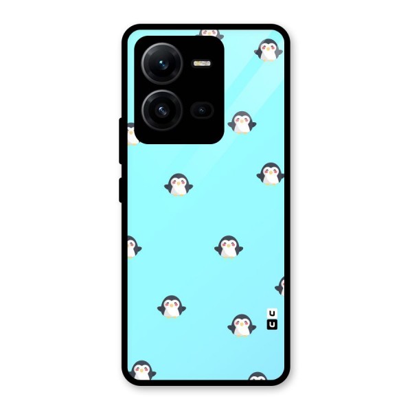 Penguins Pattern Print Glass Back Case for Vivo V25