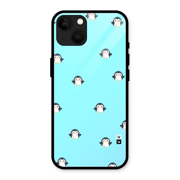 Penguins Pattern Print Glass Back Case for iPhone 13