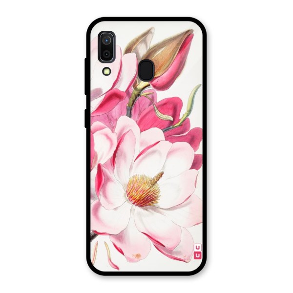 Pink Beautiful Flower Glass Back Case for Galaxy A30