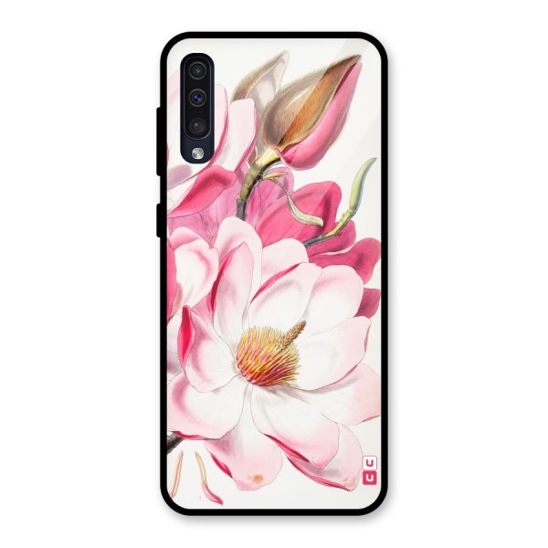 Pink Beautiful Flower Glass Back Case for Galaxy A50s