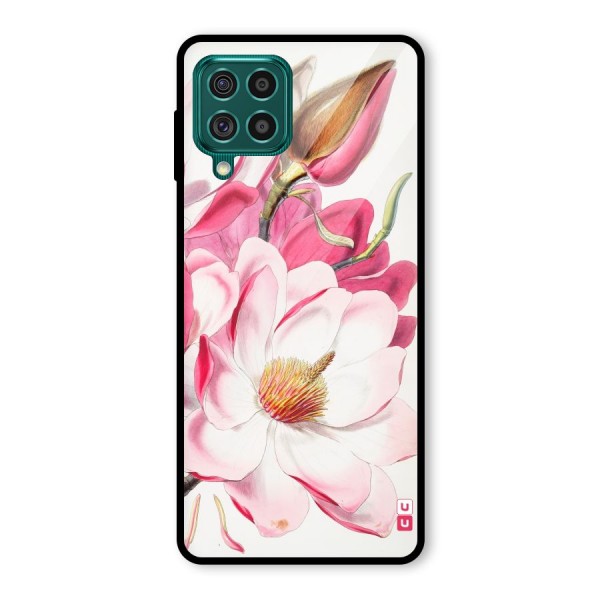 Pink Beautiful Flower Glass Back Case for Galaxy F62