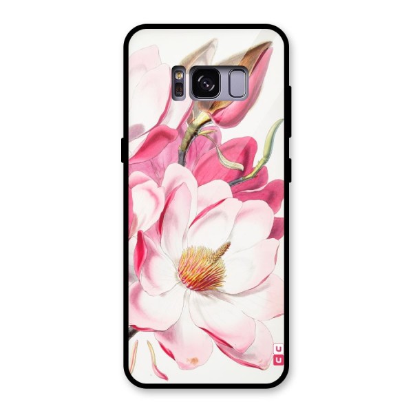 Pink Beautiful Flower Glass Back Case for Galaxy S8