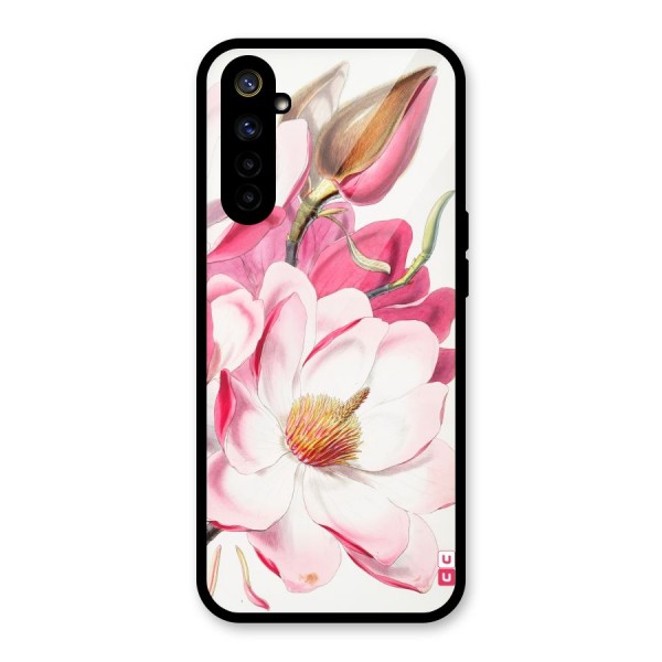 Pink Beautiful Flower Glass Back Case for Realme 6