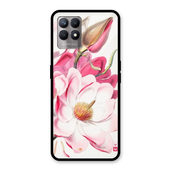 Pink Beautiful Flower Glass Back Case for Realme 8i