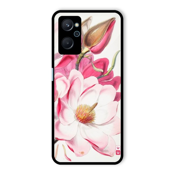 Pink Beautiful Flower Glass Back Case for Realme 9i