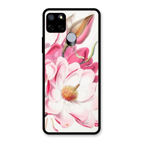 Pink Beautiful Flower Glass Back Case for Realme C15