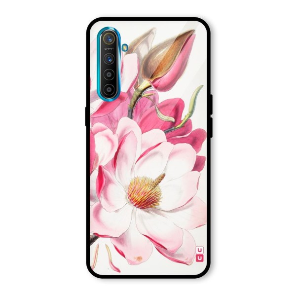 Pink Beautiful Flower Glass Back Case for Realme XT