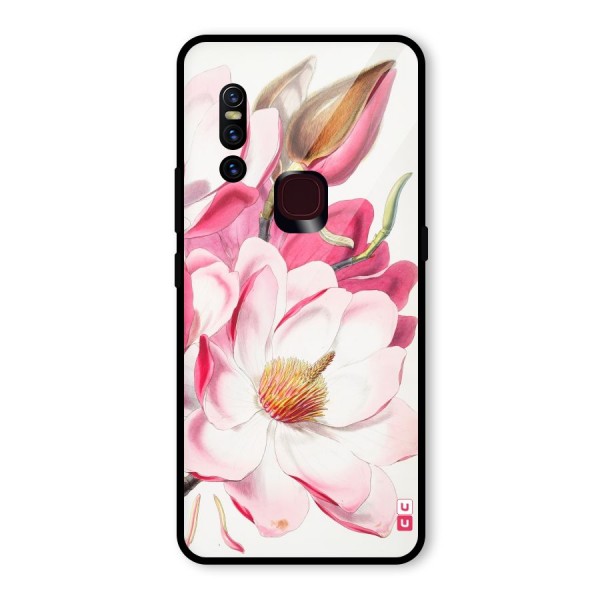 Pink Beautiful Flower Glass Back Case for Vivo V15