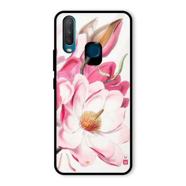 Pink Beautiful Flower Glass Back Case for Vivo Y12