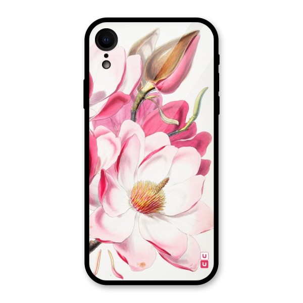 Pink Beautiful Flower Glass Back Case for XR