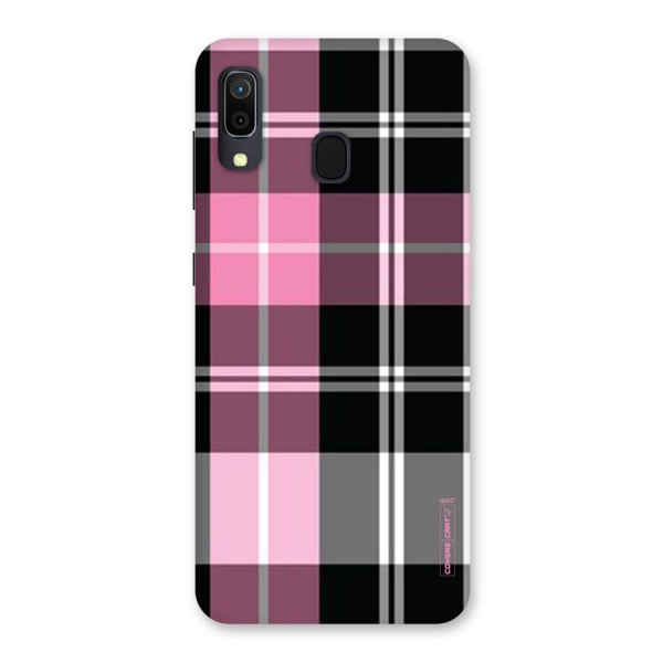 Pink Black Check Back Case for Galaxy A20