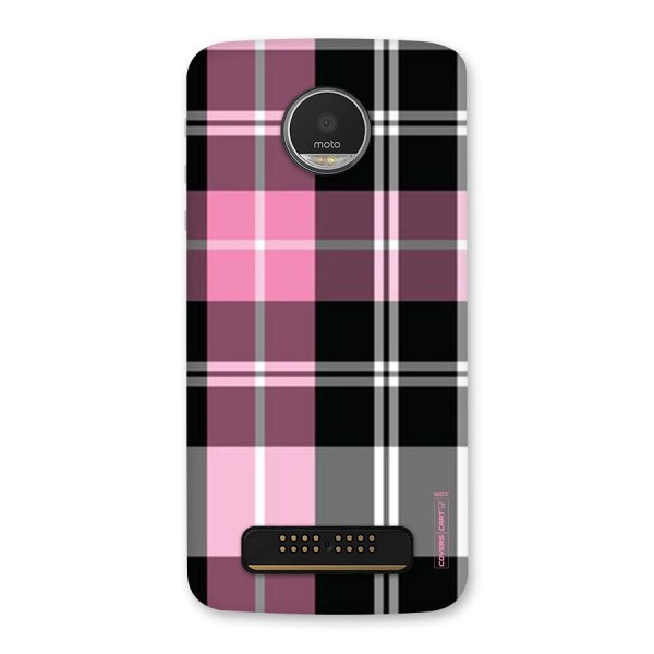 Pink Black Check Back Case for Moto Z Play