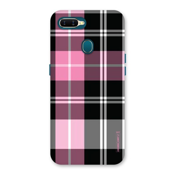 Pink Black Check Back Case for Oppo A12