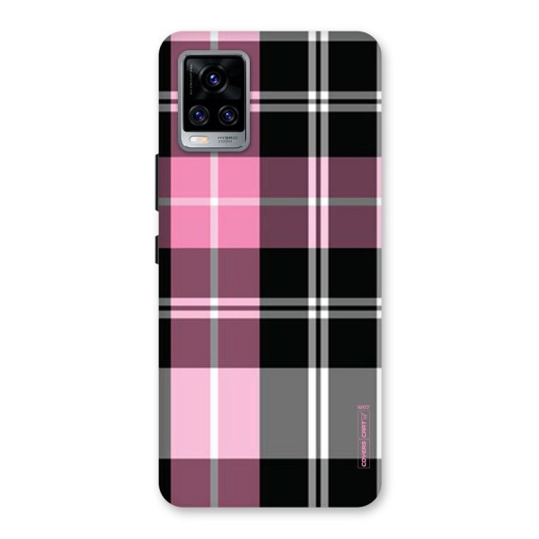 Pink Black Check Back Case for Vivo V20 Pro