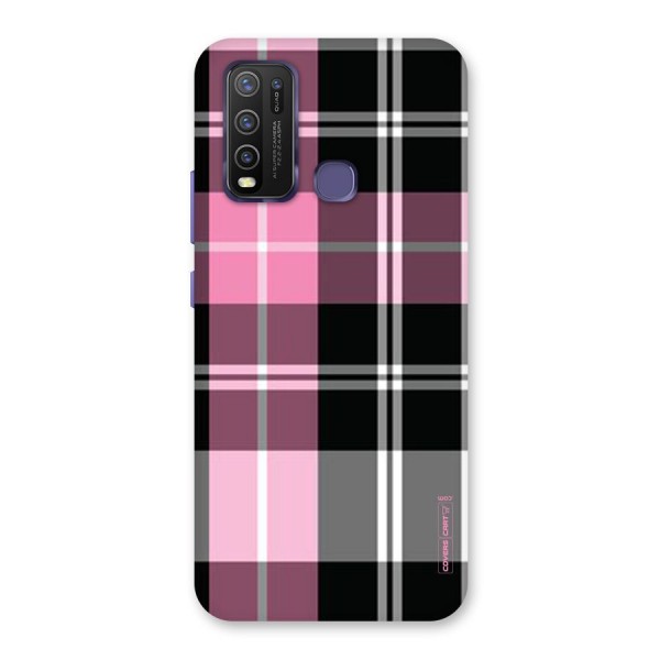 Pink Black Check Back Case for Vivo Y30