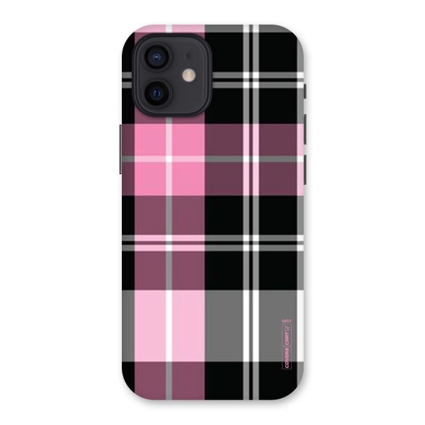 Pink Black Check Back Case for iPhone 12