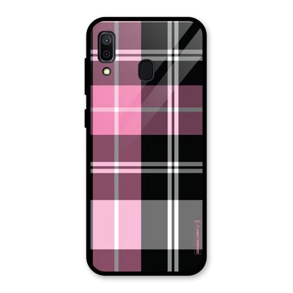 Pink Black Check Glass Back Case for Galaxy A30