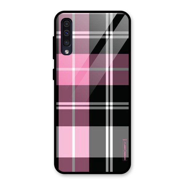 Pink Black Check Glass Back Case for Galaxy A50s