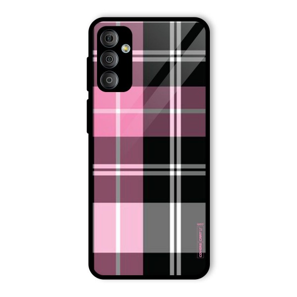 Pink Black Check Glass Back Case for Galaxy F23