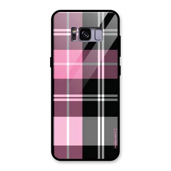 Pink Black Check Glass Back Case for Galaxy S8