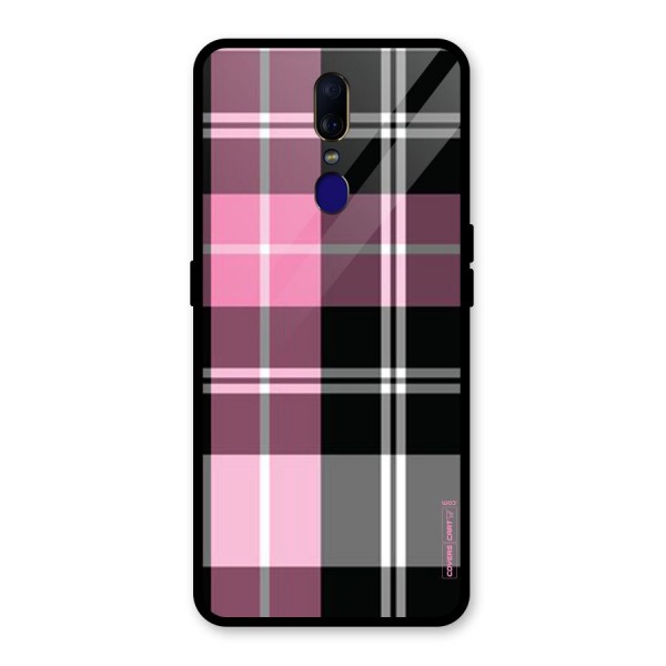 Pink Black Check Glass Back Case for Oppo F11