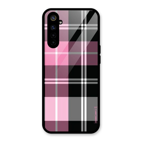 Pink Black Check Glass Back Case for Realme 6