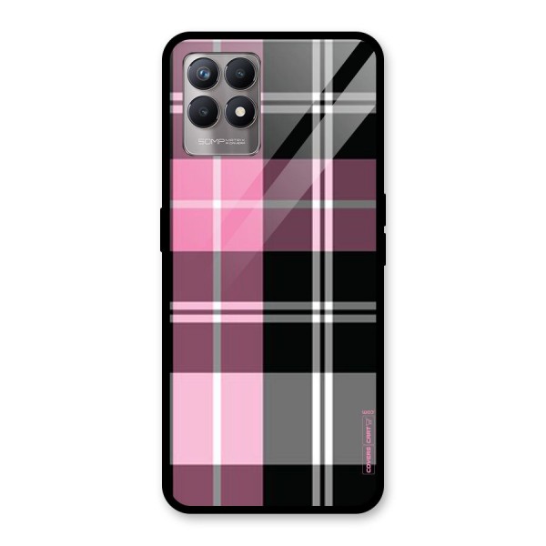 Pink Black Check Glass Back Case for Realme 8i