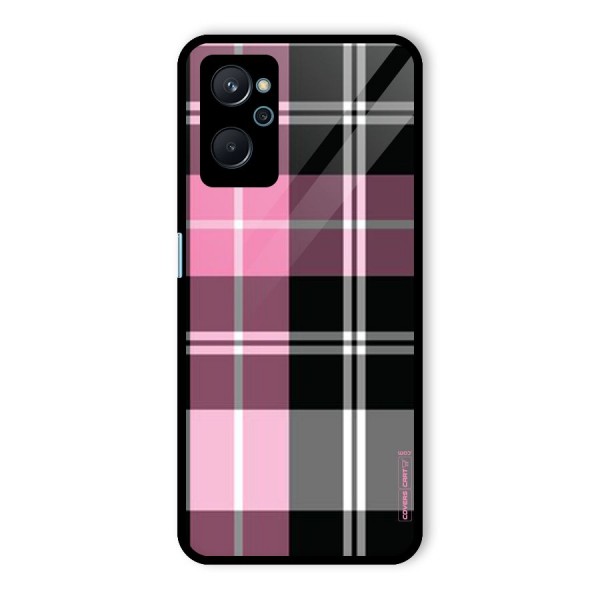 Pink Black Check Glass Back Case for Realme 9i