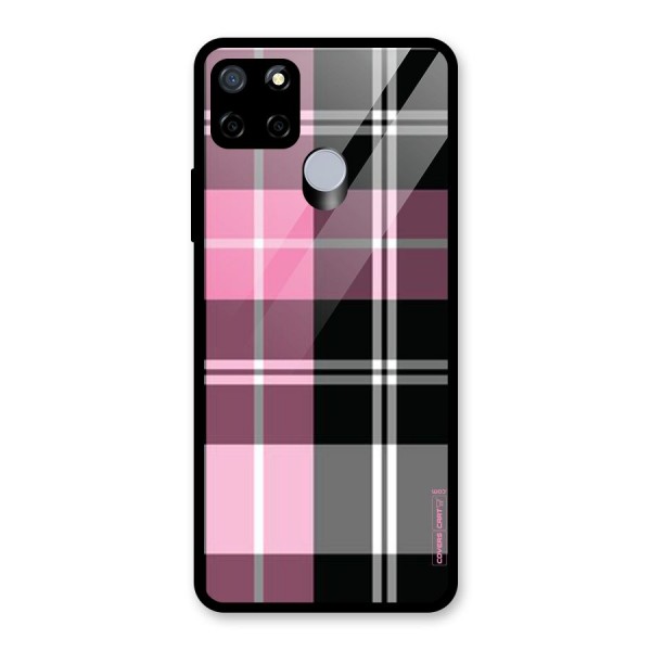 Pink Black Check Glass Back Case for Realme C12