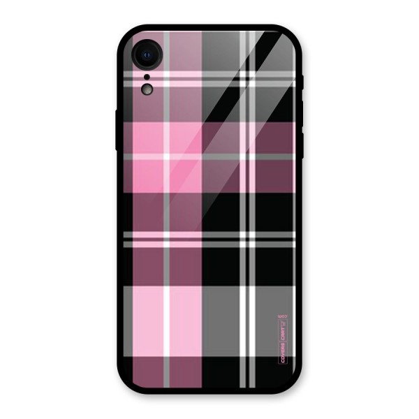 Pink Black Check Glass Back Case for XR