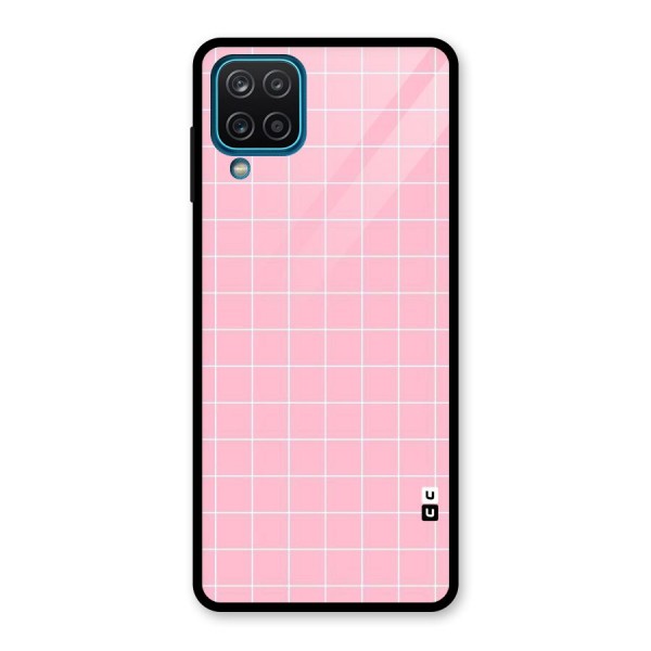 Pink Checks Glass Back Case for Galaxy A12