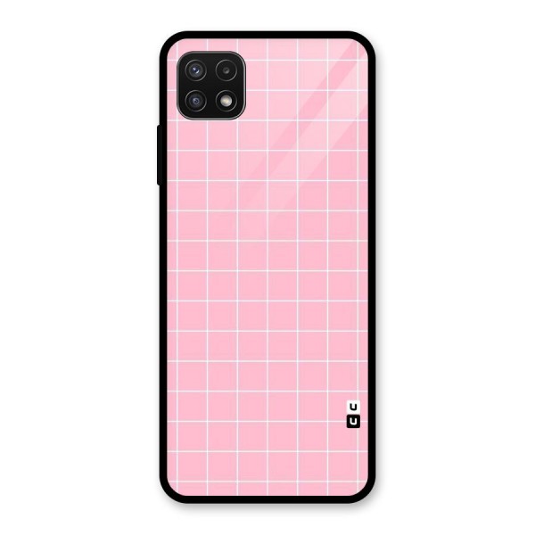 Pink Checks Glass Back Case for Galaxy A22 5G