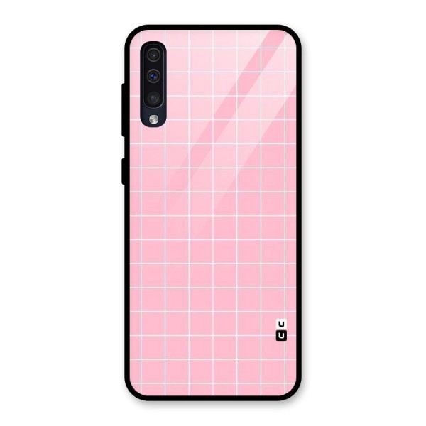 Pink Checks Glass Back Case for Galaxy A50s