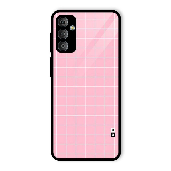 Pink Checks Glass Back Case for Galaxy F23