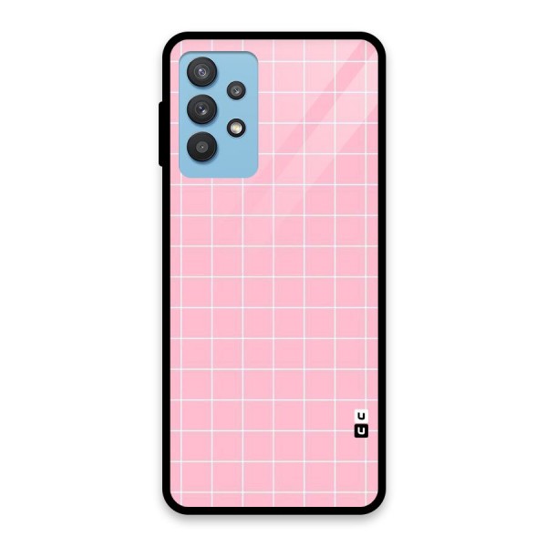 Pink Checks Glass Back Case for Galaxy M32 5G