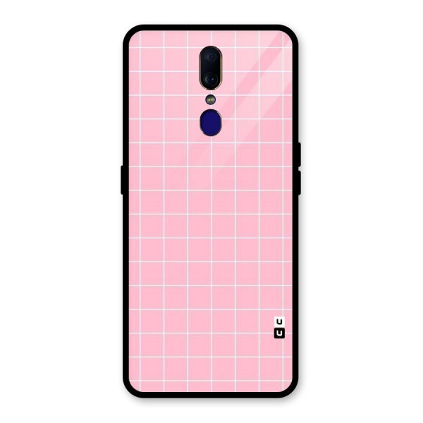 Pink Checks Glass Back Case for Oppo F11