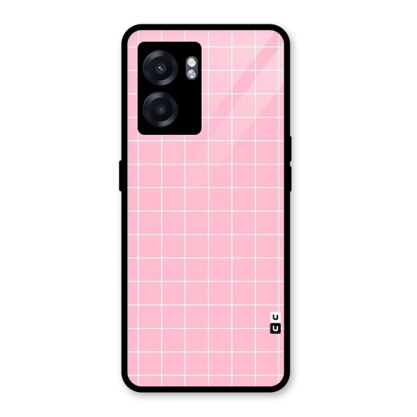 Pink Checks Glass Back Case for Oppo K10 (5G)