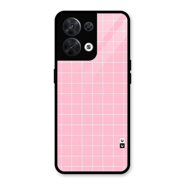 Pink Checks Glass Back Case for Oppo Reno8 5G