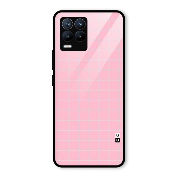 Pink Checks Glass Back Case for Realme 8 Pro