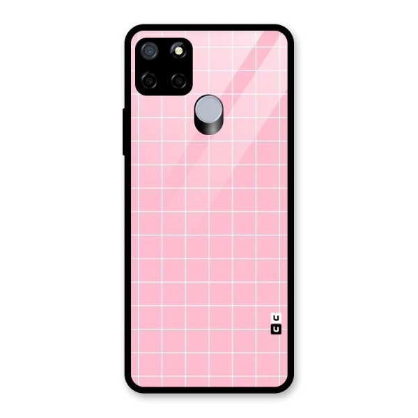 Pink Checks Glass Back Case for Realme C15