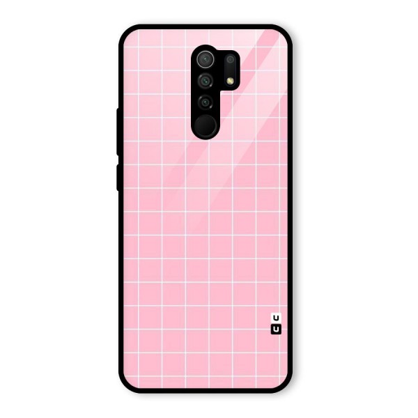 Pink Checks Glass Back Case for Redmi 9 Prime