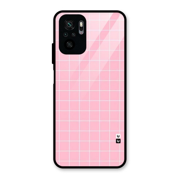 Pink Checks Glass Back Case for Redmi Note 10