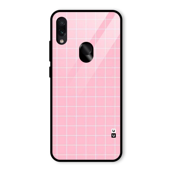 Pink Checks Glass Back Case for Redmi Note 7