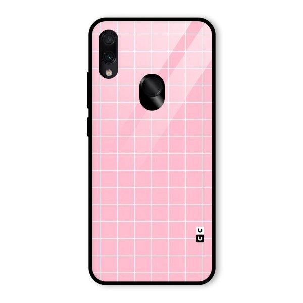 Pink Checks Glass Back Case for Redmi Note 7S