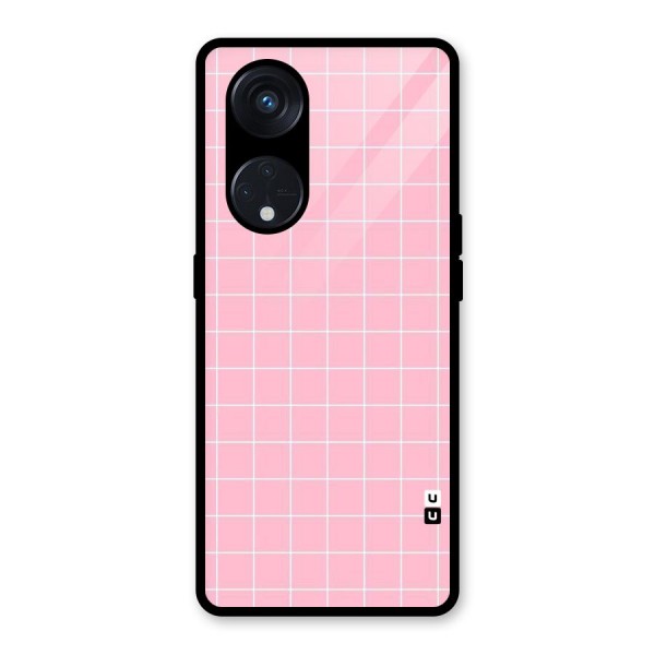 Pink Checks Glass Back Case for Reno8 T 5G