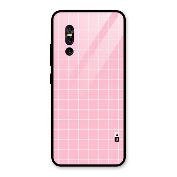 Pink Checks Glass Back Case for Vivo V15 Pro